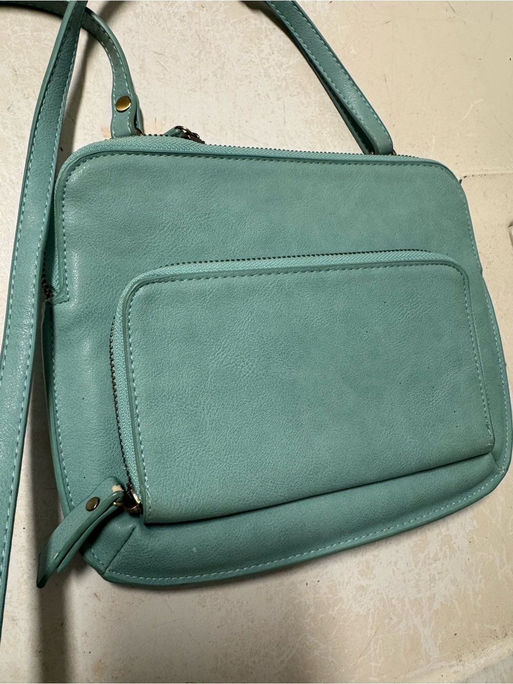 Joy Susan Mint-Teal Crossbody Bag with Front Pocket